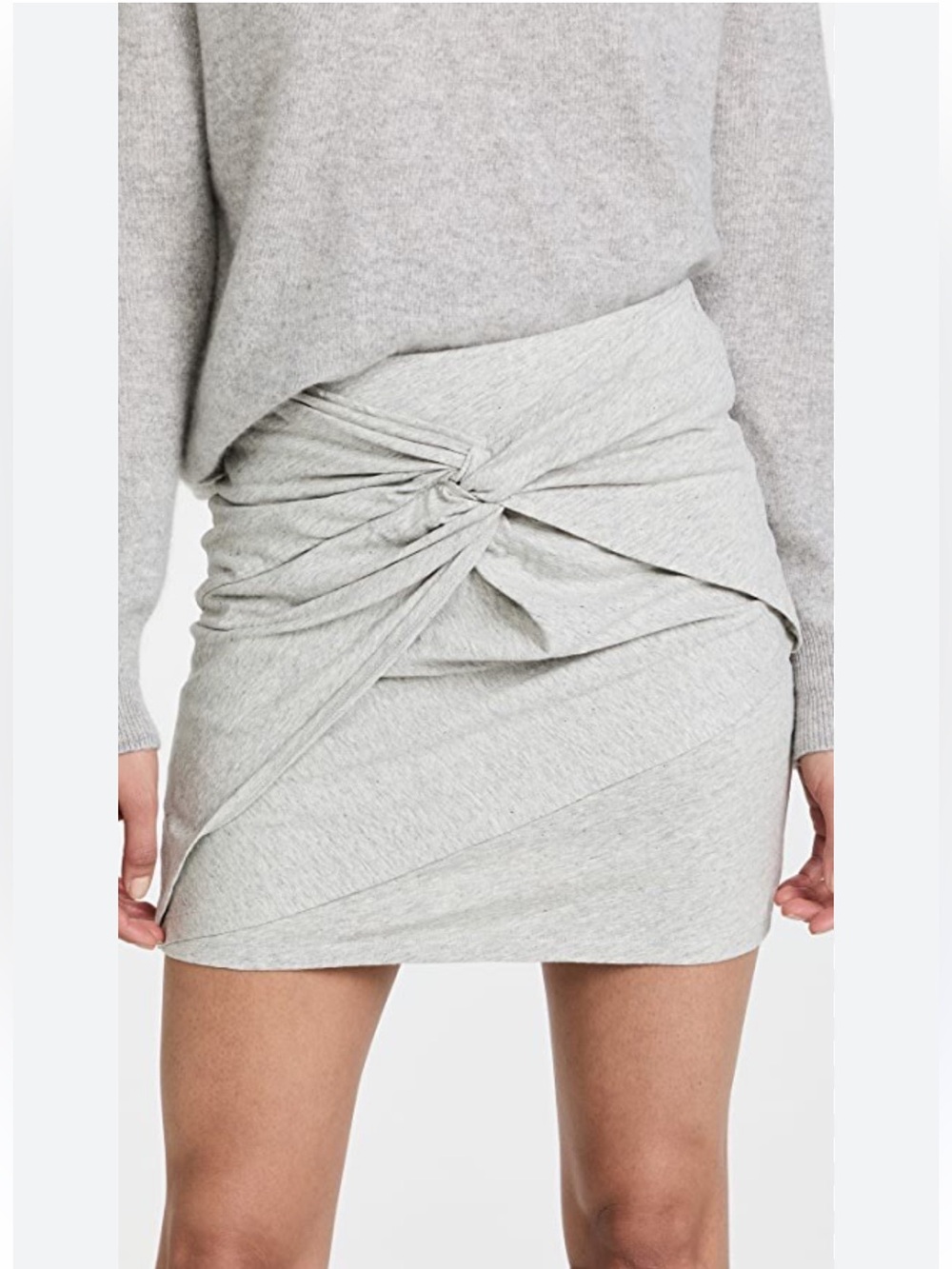 IRO Heather Gray Knot-Front Mini Skirt